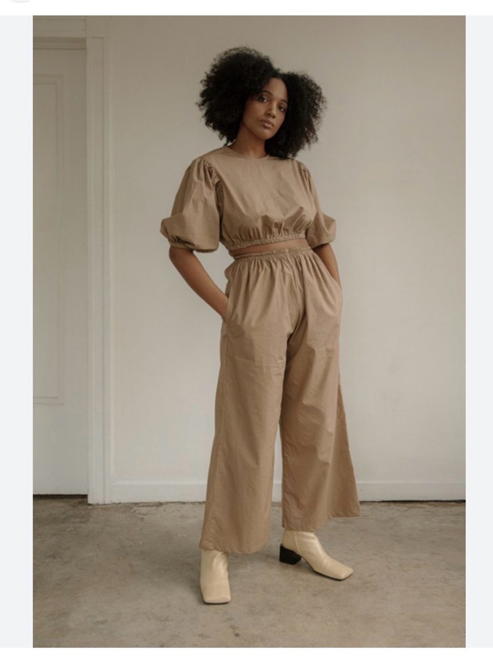 Bohème Goods Base Trouser Cotton Poplin Wide Leg  size 2 (M/L)